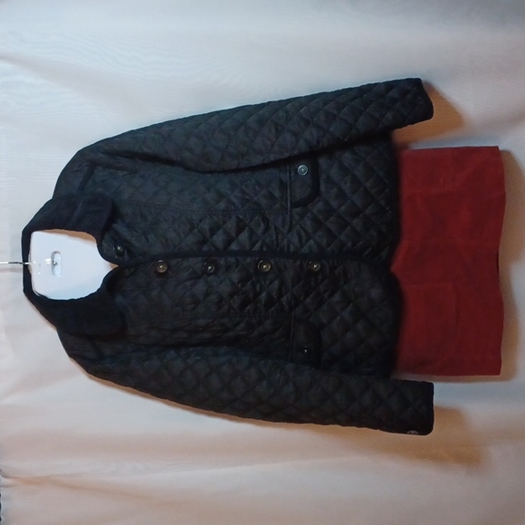 Boden Black Diamond Quilted Jacket With Corduroy Collar and Trim Size 14. - Picture 1 of 16